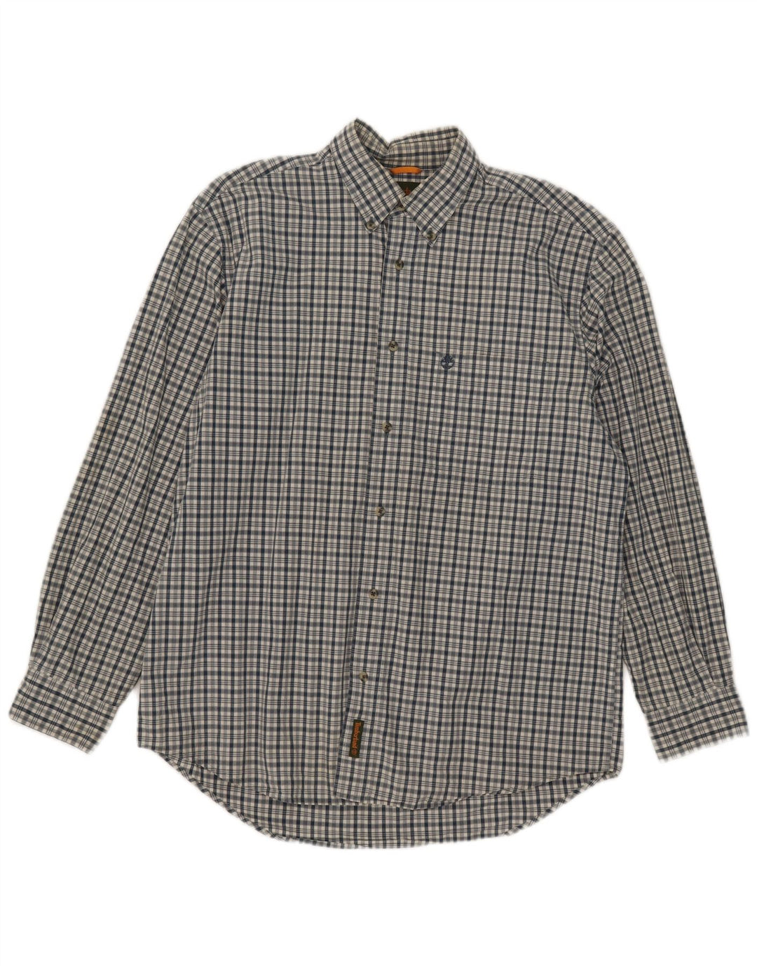 Camisa masculina Timberland médio xadrez azul marinho algodão