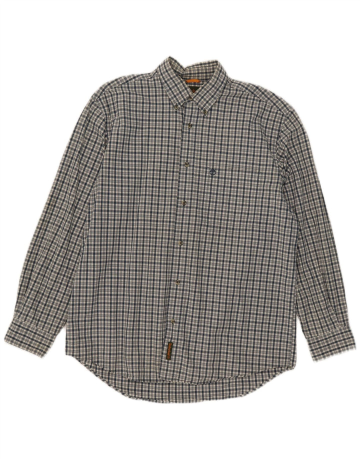 Camisa masculina Timberland médio xadrez azul marinho algodão