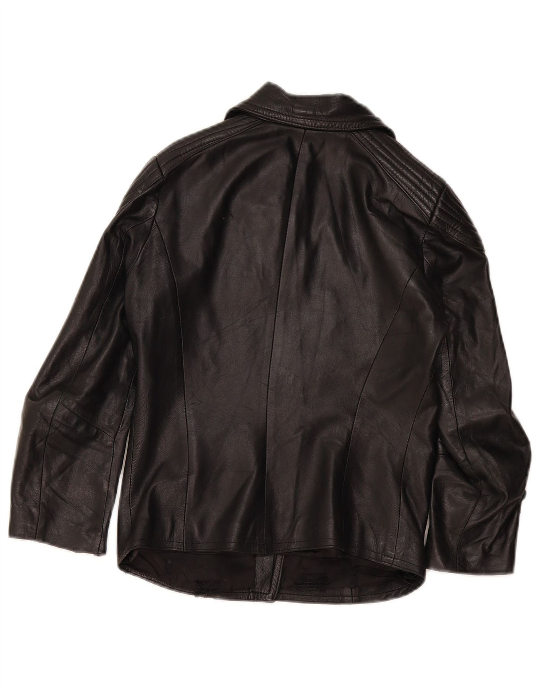 Jaqueta vintage feminina de couro para motociclista UK 4 XS preta