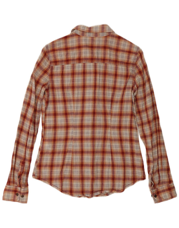 Camisa feminina de flanela Carhartt EUA 4/6 pequena xadrez vermelha de algodão