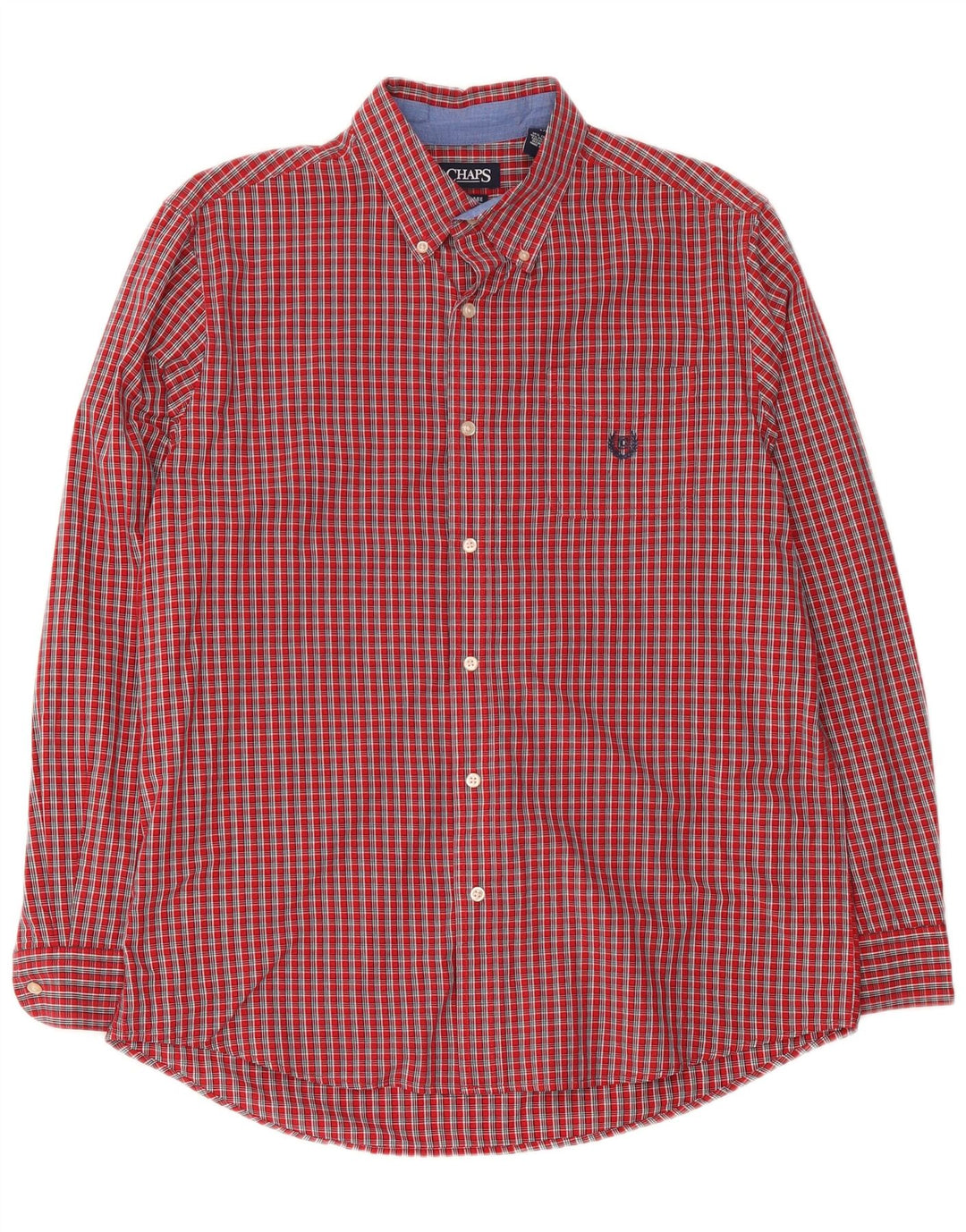 Camisa masculina Chaps Easy Care grande algodão xadrez vermelho