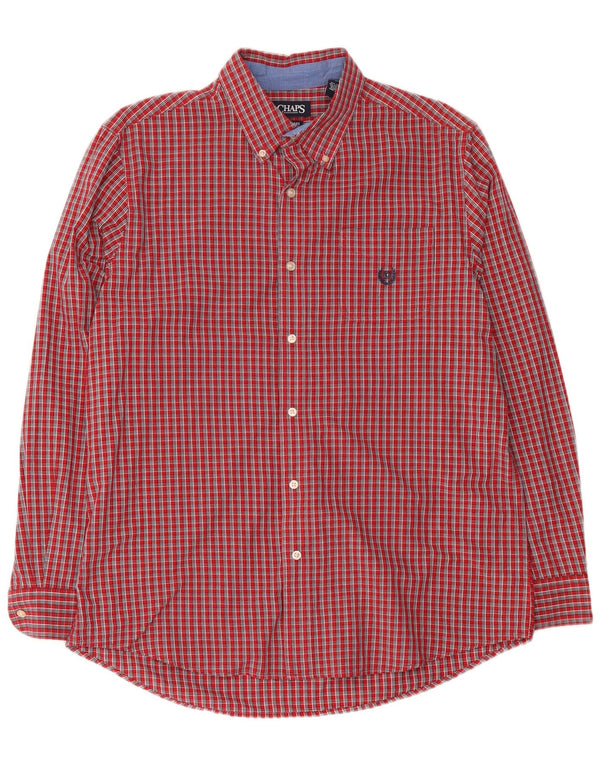 Camisa masculina Chaps Easy Care grande algodão xadrez vermelho