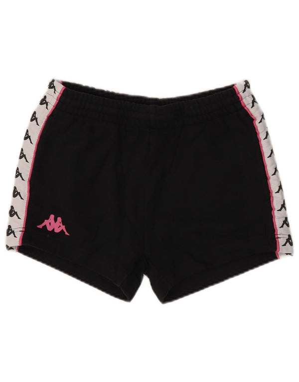 Shorts esportivos gráficos femininos Kappa UK 6 XS preto colorblock algodão