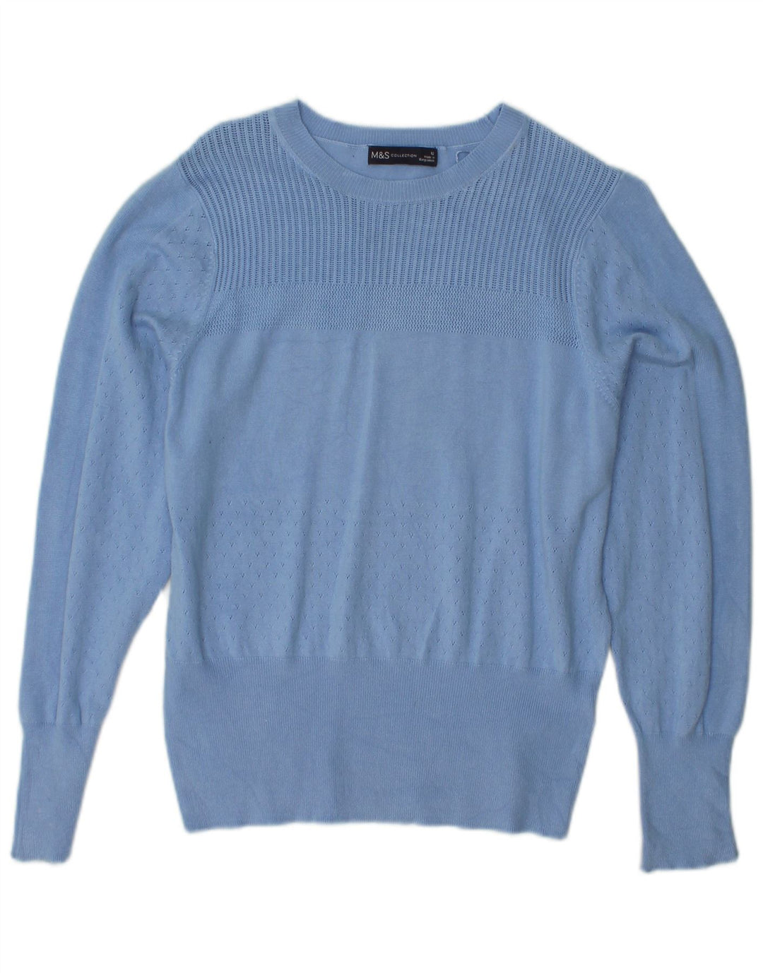 MARKS & SPENCER Suéter feminino curto com gola canoa Reino Unido 12 azul médio