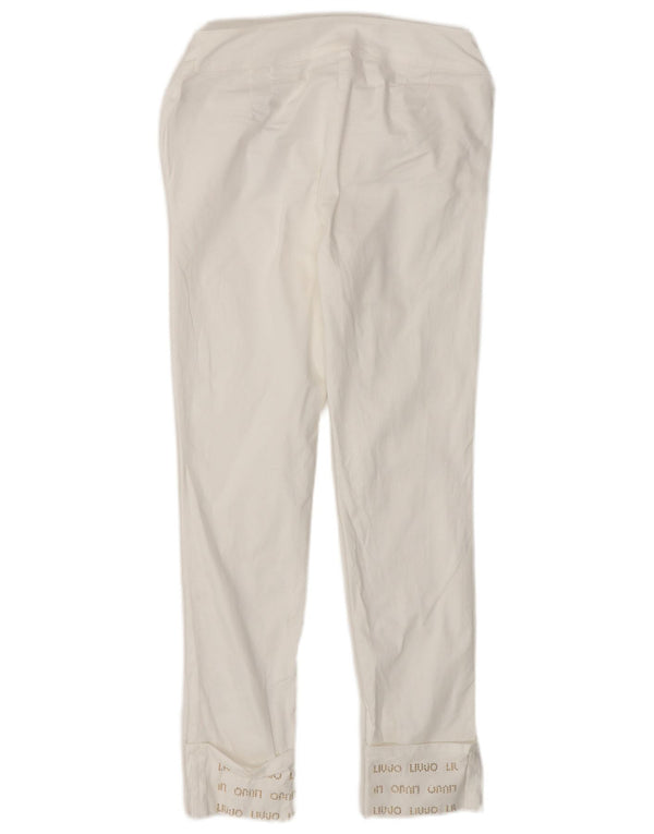 Liu Jo Calça feminina casual gráfica slim 11-12 anos W26 L26 algodão branco