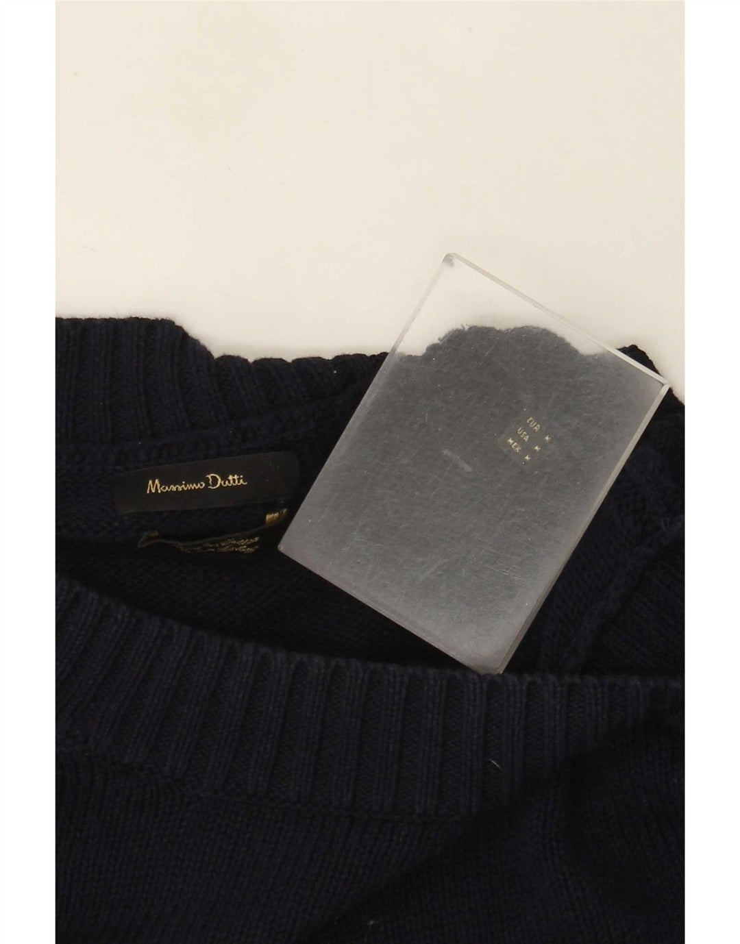 Suéter masculino Massimo Dutti com gola redonda, azul marinho médio