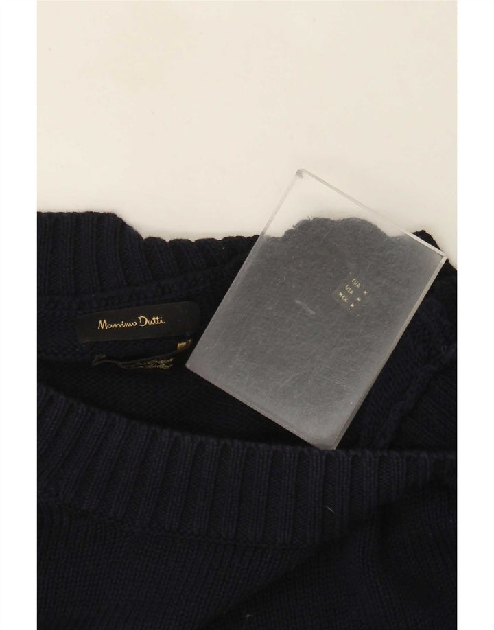 Suéter masculino Massimo Dutti com gola redonda, azul marinho médio