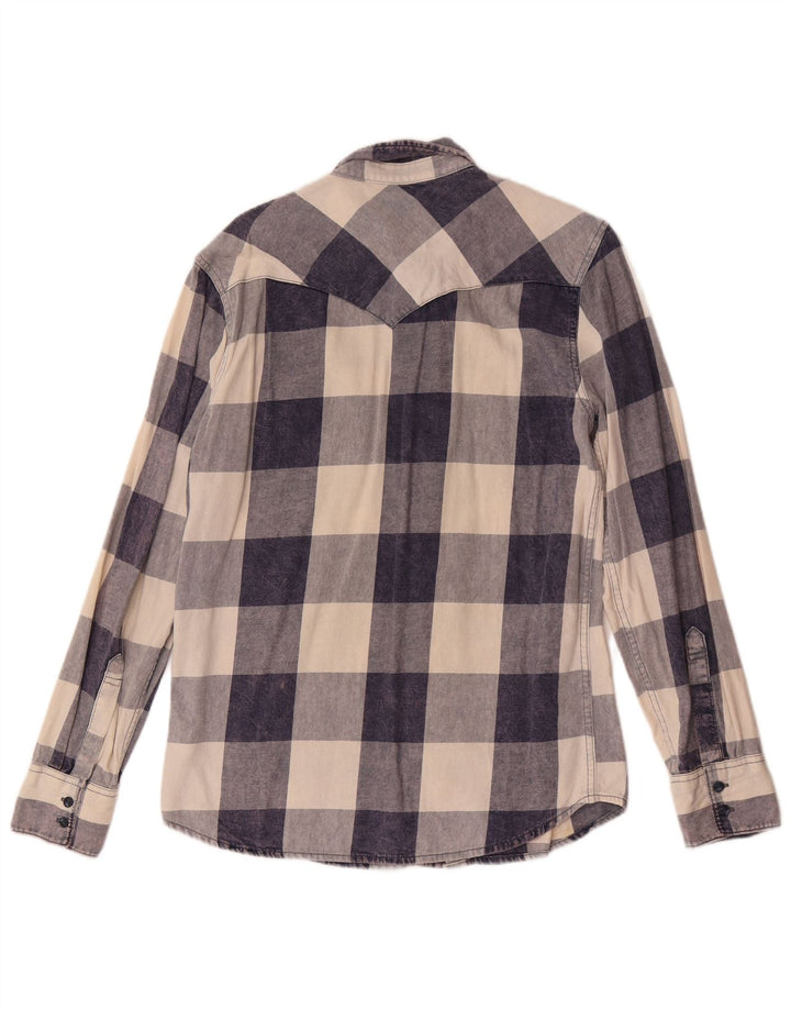 Camisa masculina de flanela Levi's pequena azul marinho xadrez algodão