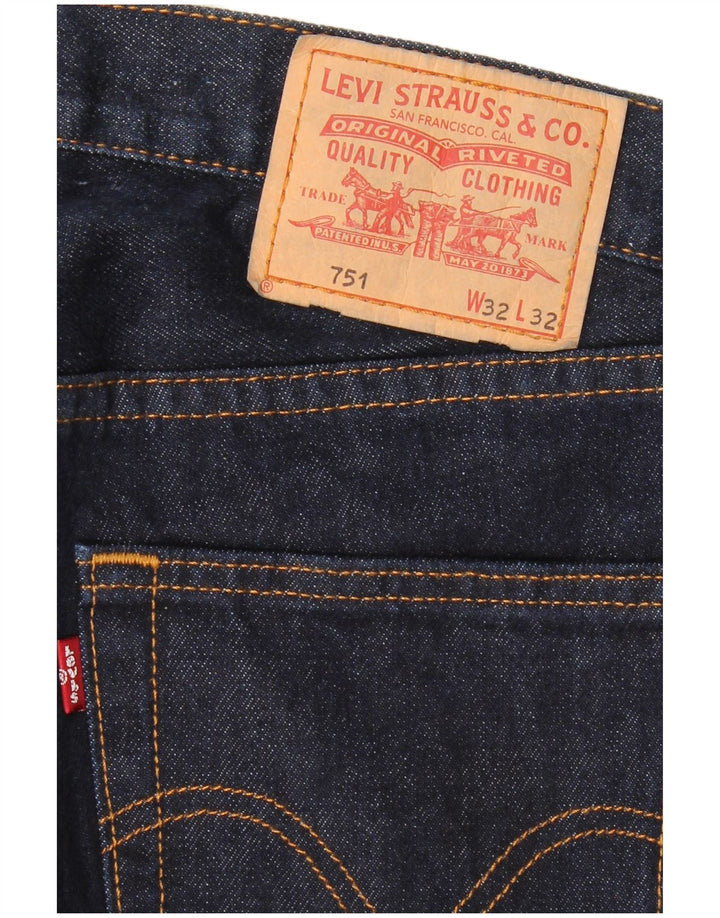 LEVI'S Masculino 751 Straight Jeans W32 L32 Azul Marinho Algodão