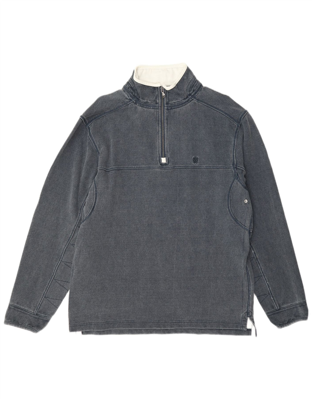 Crew Clothing Mens Zip Neck Moletom Jumper Médio Algodão Cinza