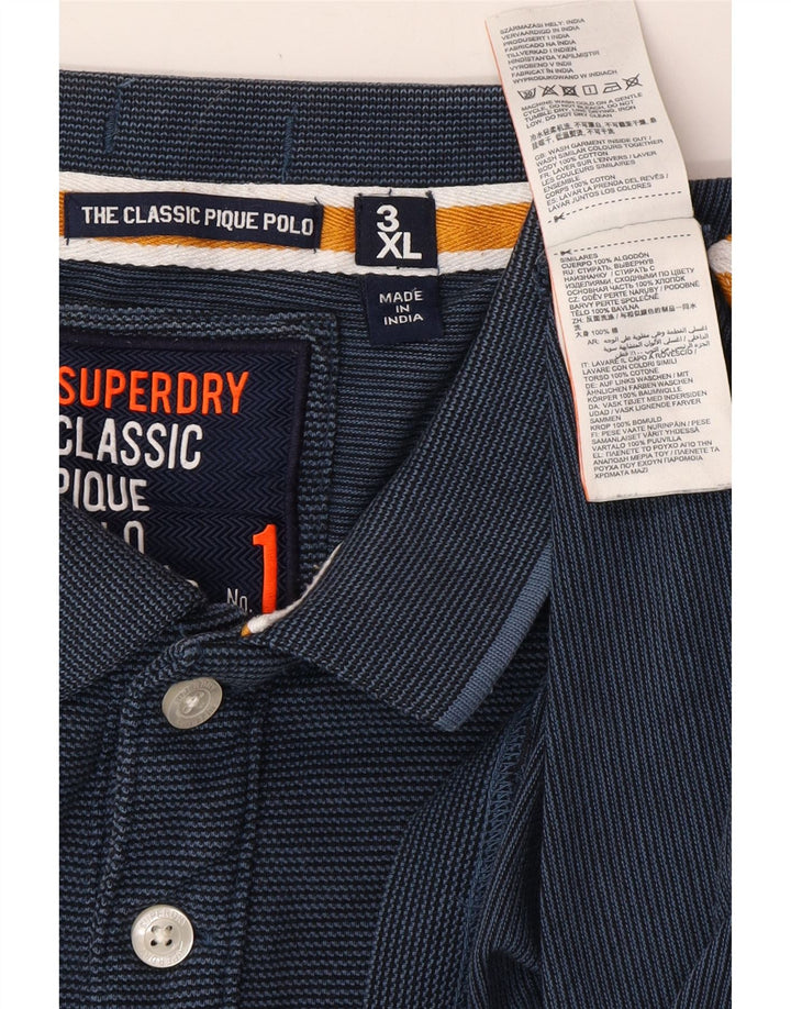 Camisa polo masculina SUPERDRY The Classic Polo Graphic 3XL azul marinho risca de giz
