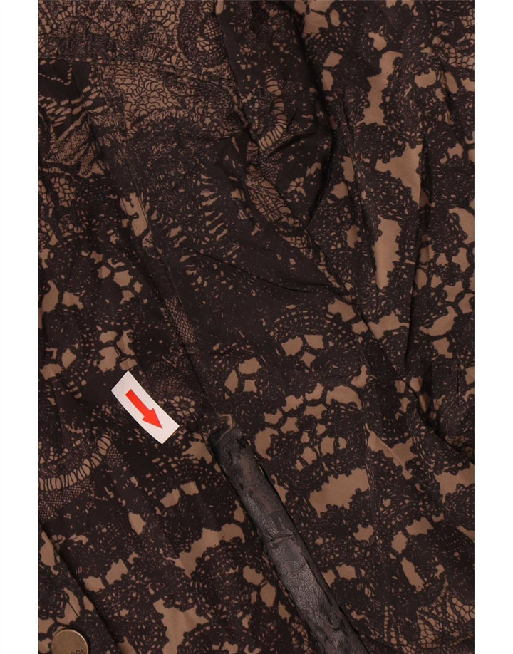 Jaqueta feminina acolchoada gráfica Desigual EU 38 poliéster paisley marrom médio