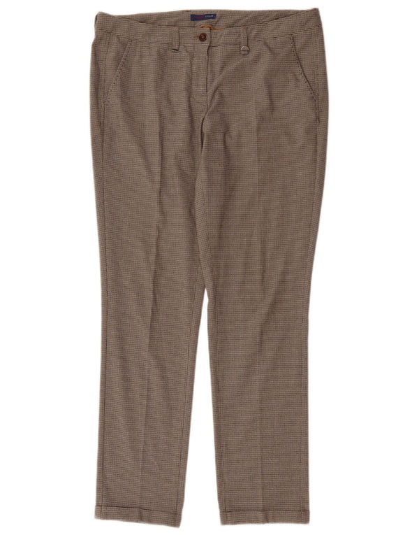 Trussardi Womens Straight Suit Trousers IT 44 Medium W34 L30 Brown Check