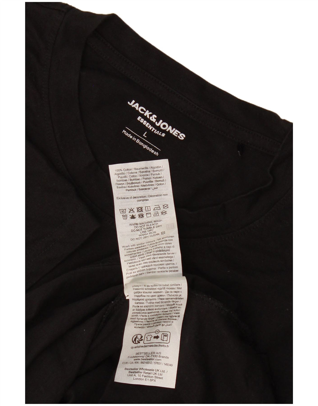 Camiseta masculina Jack & Jones grande algodão preto