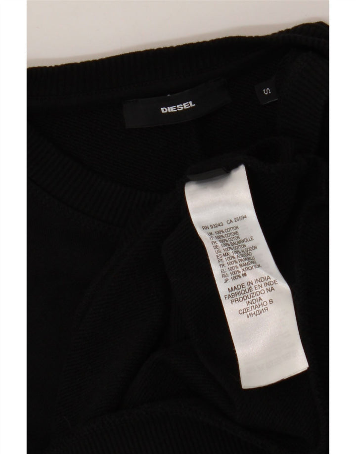 DIESEL moletom feminino gráfico jumper UK 10 pequeno algodão preto
