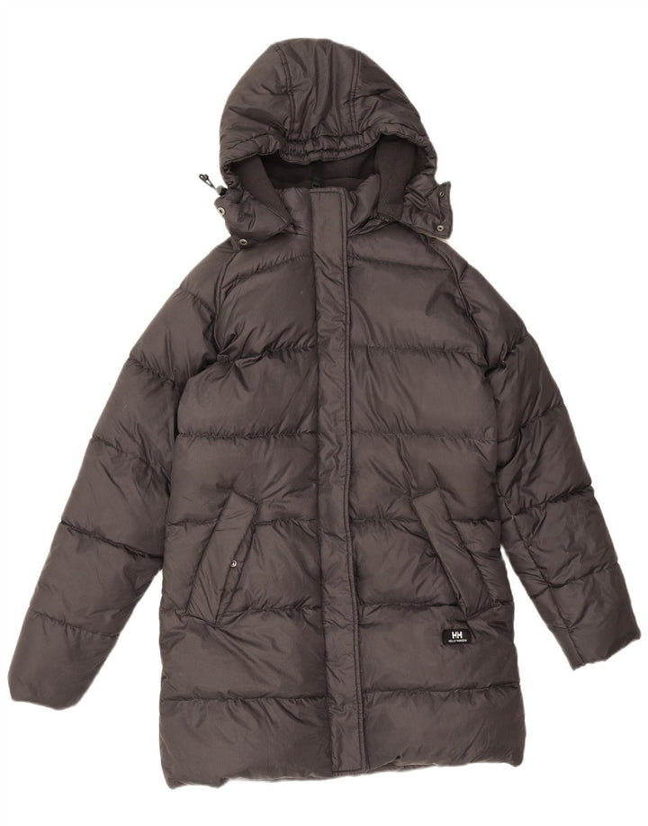 Casaco feminino Helly Hansen com capuz e acolchoado grande Reino Unido 10 pequeno preto nylon