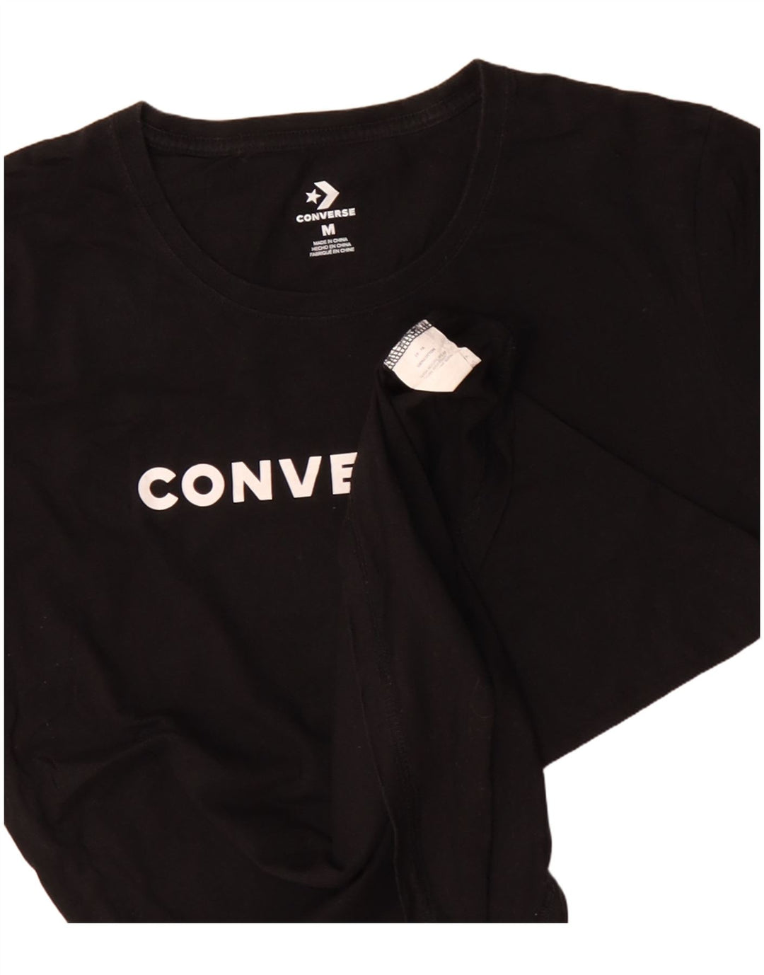Camiseta feminina CONVERSE com estampa gráfica UK 14 algodão preto médio