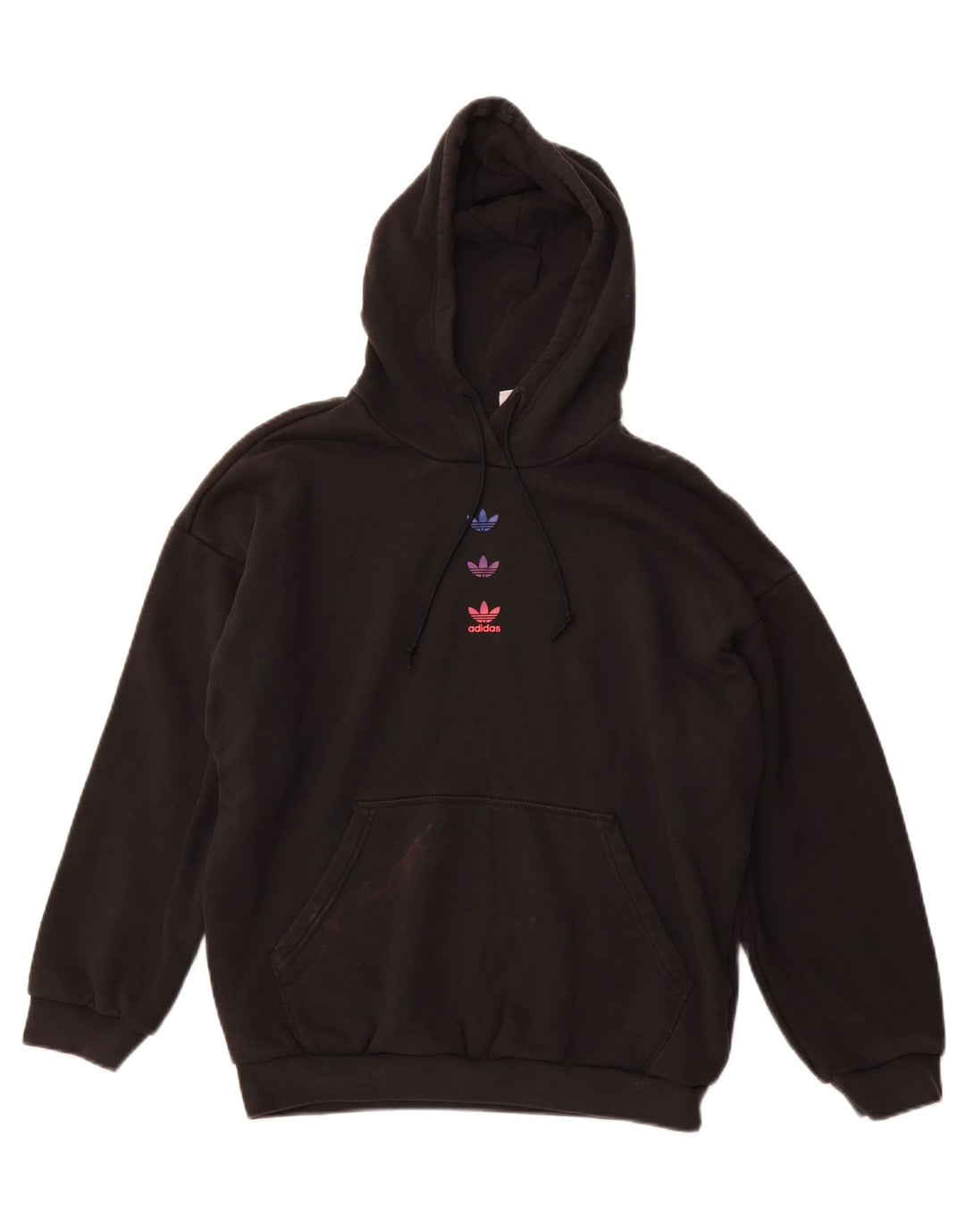 ADIDAS Womens Loose Fit Graphic Hoodie Jumper Reino Unido 14 Grande Algodão Preto