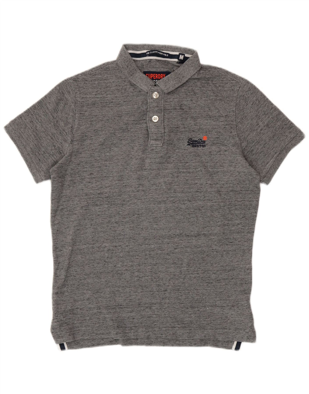Camisa polo masculina Superdry algodão manchado cinza médio
