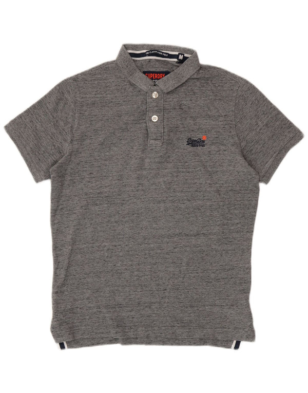 Camisa polo masculina Superdry algodão manchado cinza médio