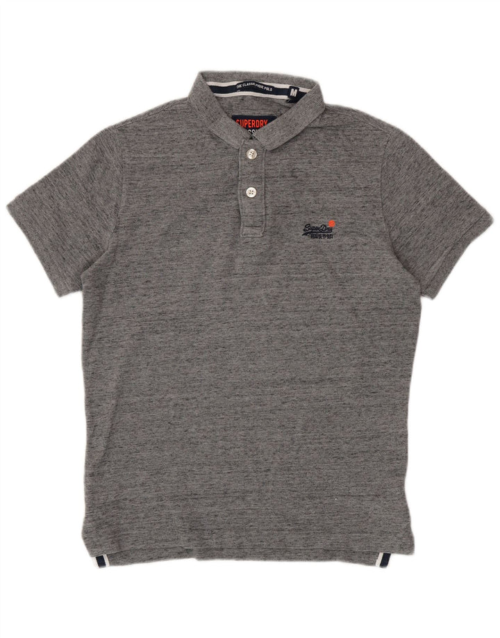 Camisa polo masculina Superdry algodão manchado cinza médio
