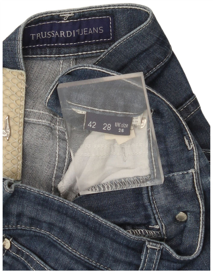 Jeans retos femininos TRUSSARDI W26 L30 algodão azul