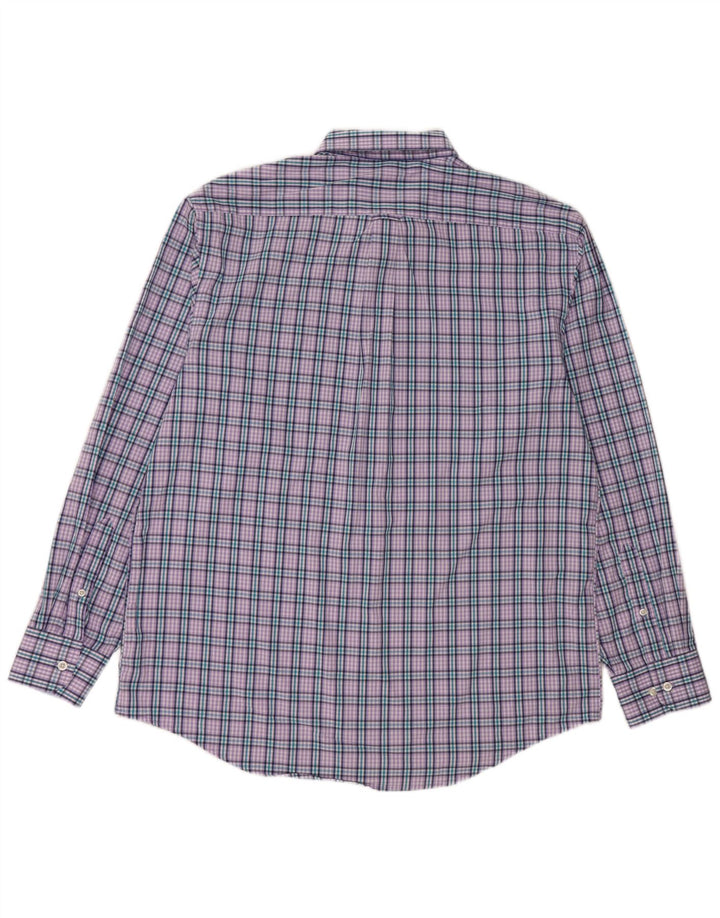 Camisa masculina de flanela IZOD grande algodão xadrez roxo