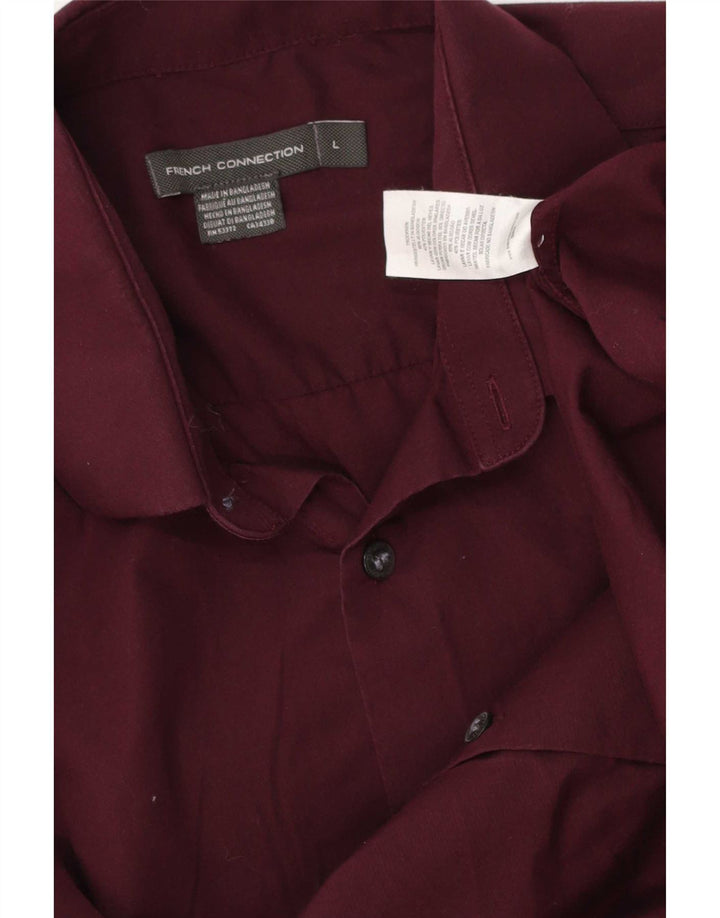 Camisa masculina French Connection grande algodão Borgonha