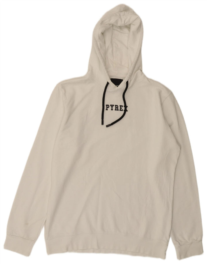 Suéter com capuz gráfico masculino Pyrex XL algodão branco