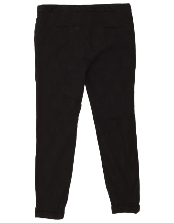 Zara Calça feminina casual slim grande W34 L27 preta floral viscose