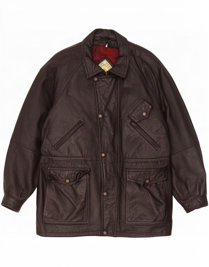 Jaqueta de couro masculina Paco Calvari IT 54 2XL preta