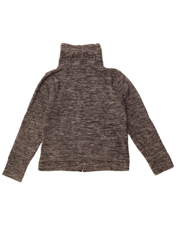 Jaqueta feminina Calvin Klein Performance Fleece UK 10 pequena cinza manchada