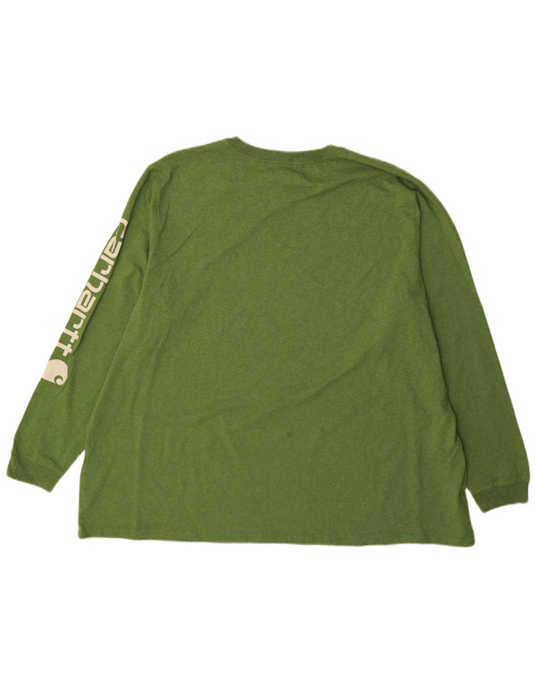 Top gráfico feminino Carhartt de ajuste solto manga comprida Reino Unido 24/26 3XL algodão verde