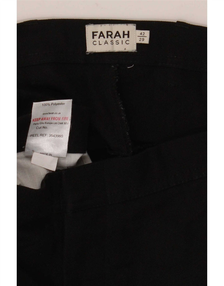 Farah Mens Classic Fit Calça Casual W42 L29 Poliéster Preto