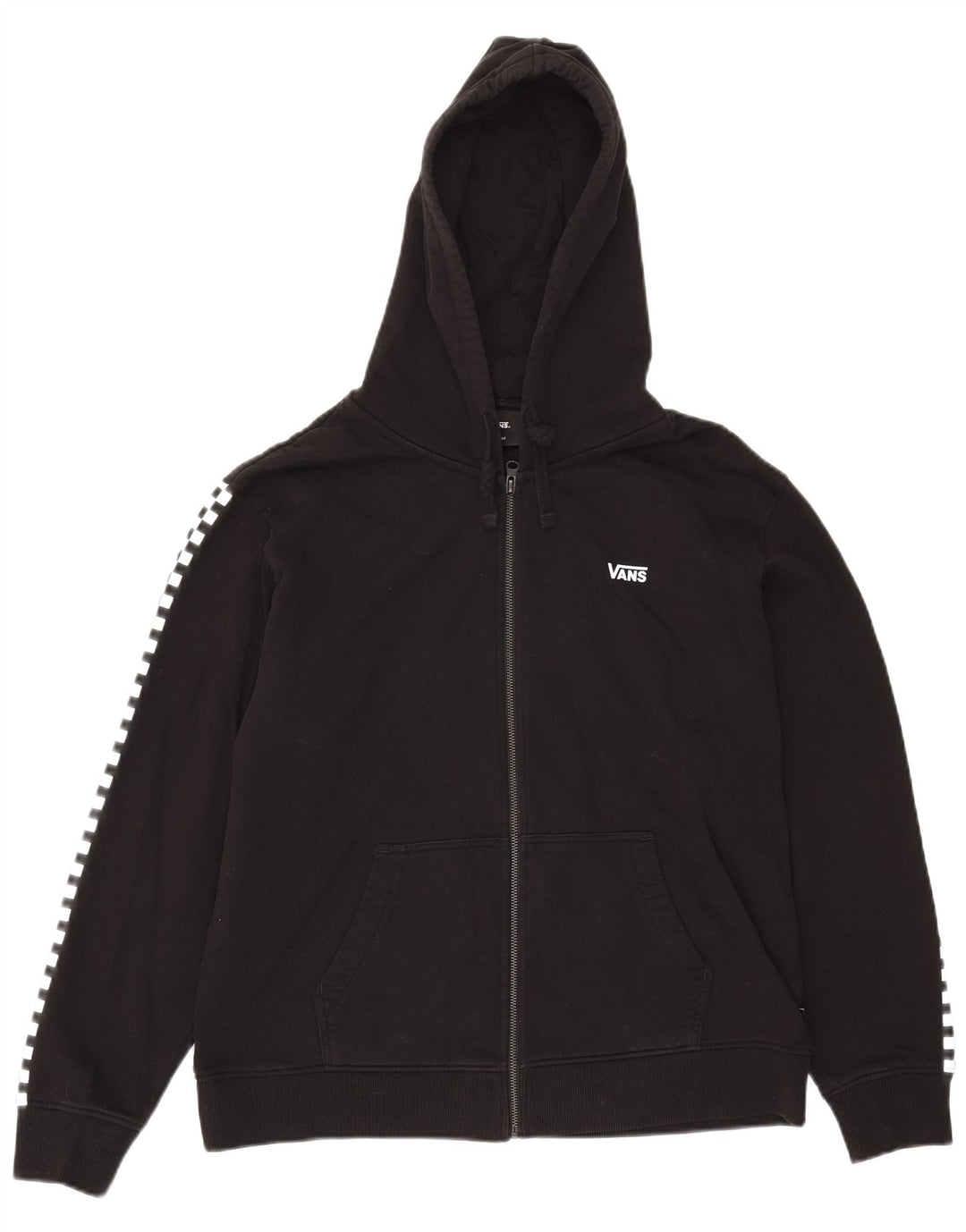 Suéter Vans masculino com capuz e zíper gráfico grande de algodão preto