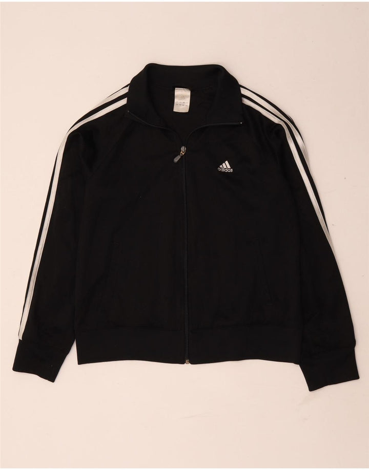 Adidas Womens Tracksuit Top Jacket UK 16 Grande Poliéster Preto