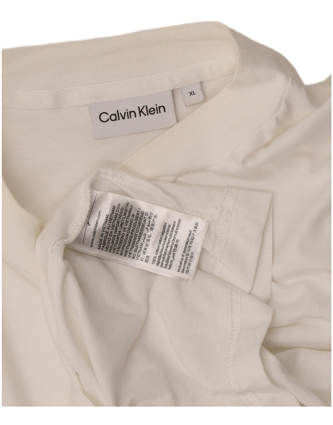 Calvin Klein Mens Top Manga Longa XL Algodão Branco