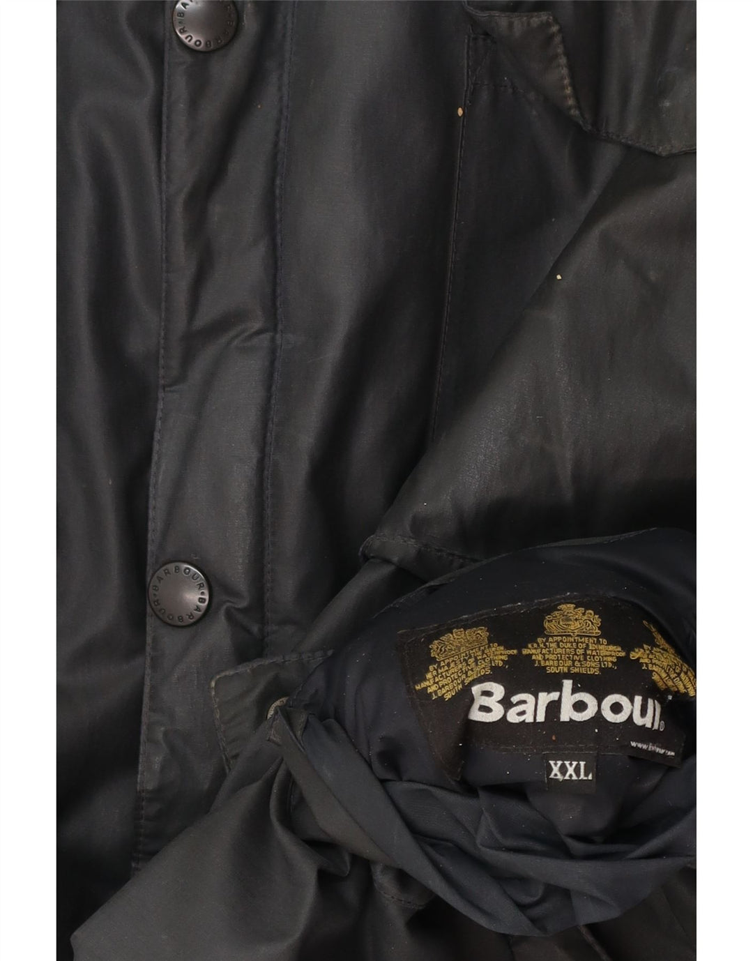 Jaqueta masculina reversível de algodão encerado Barbour UK 44 2XL azul marinho