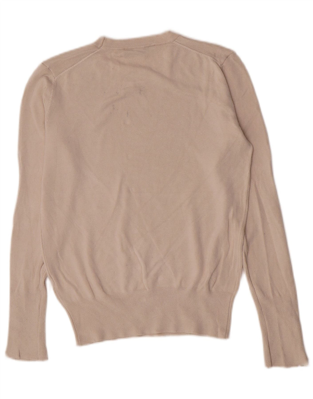 Zara Suéter feminino com gola redonda, Reino Unido 14, grande, bege