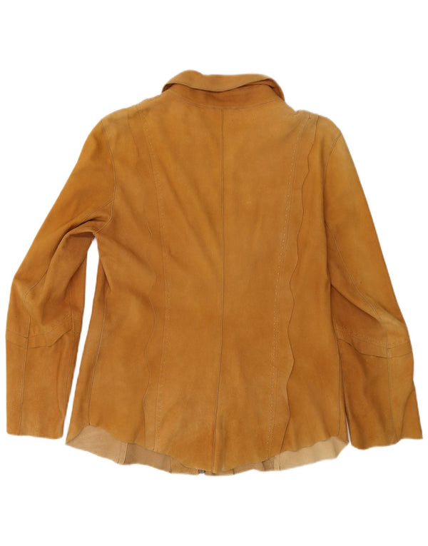 Camiseta feminina vintage de camurça IT 44 couro bege médio
