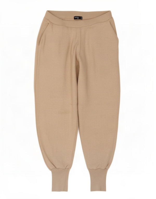 Zara Womens Crop Tracksuit Calça Joggers Reino Unido 14 Grande Bege