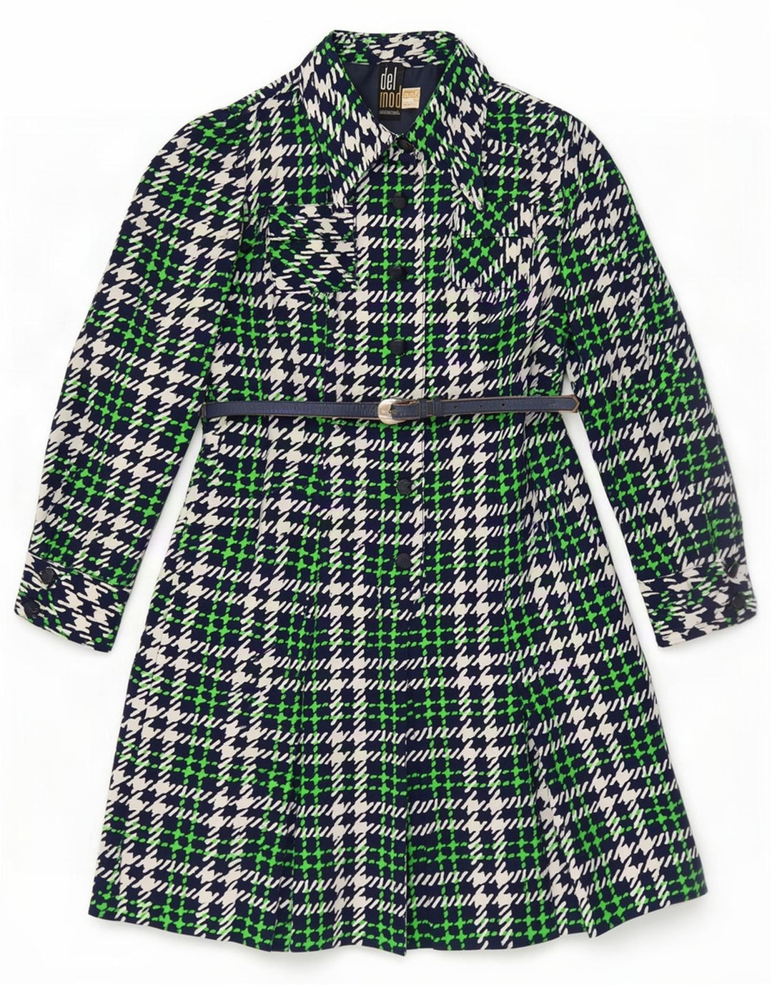 Sobretudo feminino Delmod IT 40 pequeno poliéster xadrez verde
