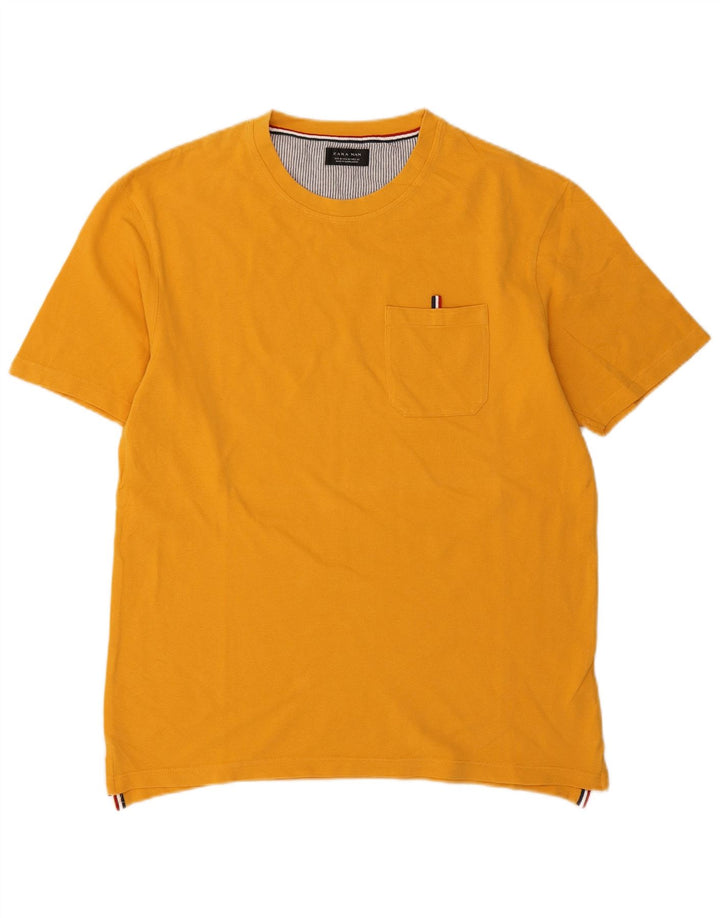 Zara Camiseta masculina Top Amarelo Médio