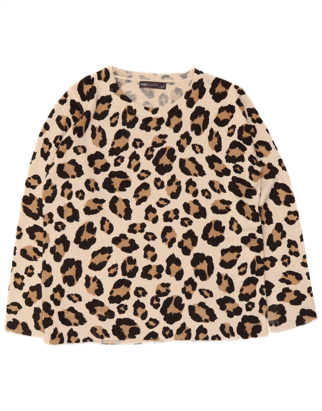Suéter feminino Marks & Spencer com gola canoa Reino Unido 14 médio bege