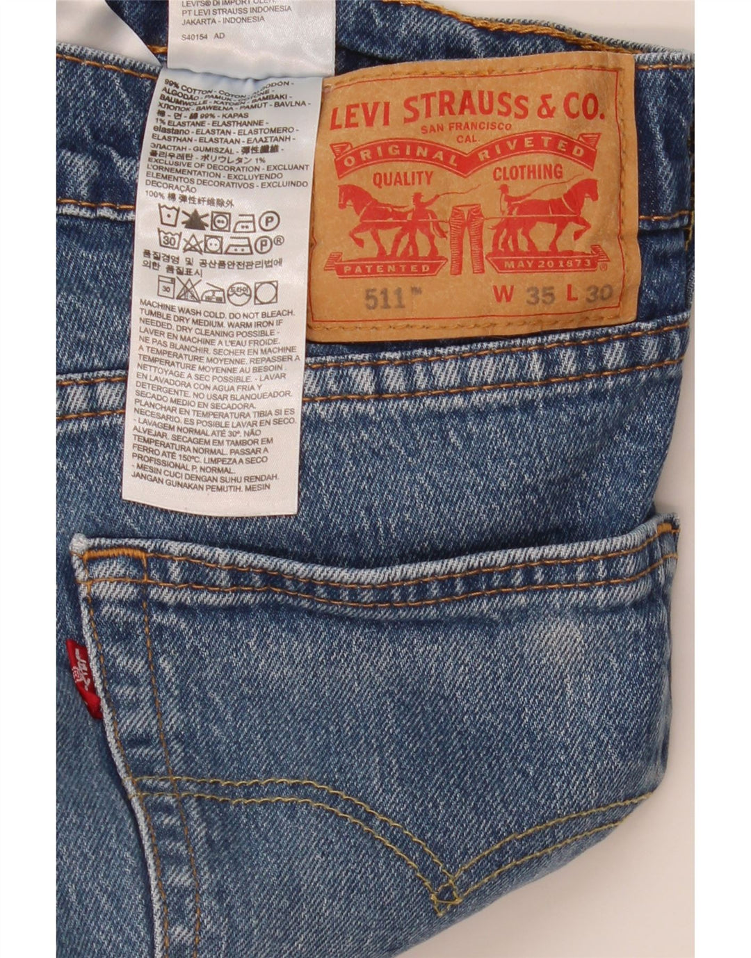 Calça Jeans Levis 511 Slim Masculina W35 L30 Azul Algodão