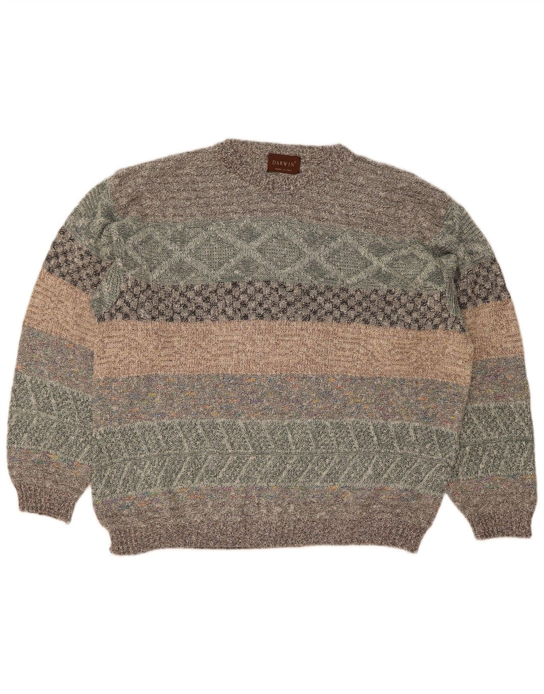Suéter masculino Darwin com gola redonda tamanho 52 listrado grande multicolorido