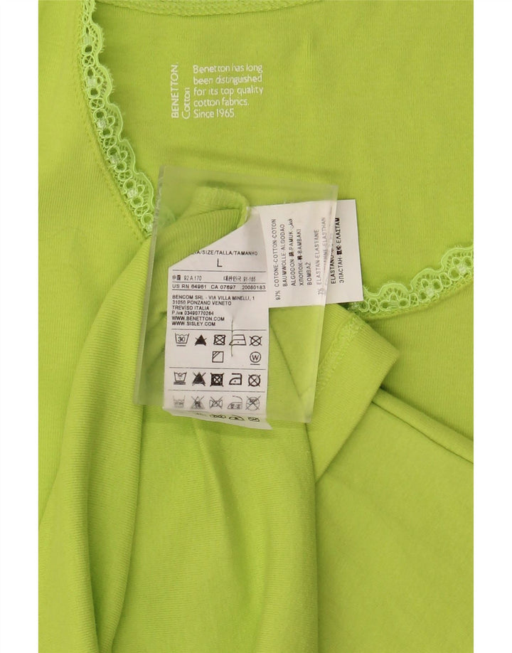 Top colete feminino BENETTON UK 14 grande algodão verde
