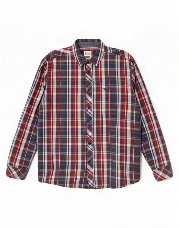 Camisa masculina Mustang Regular Fit grande algodão xadrez azul