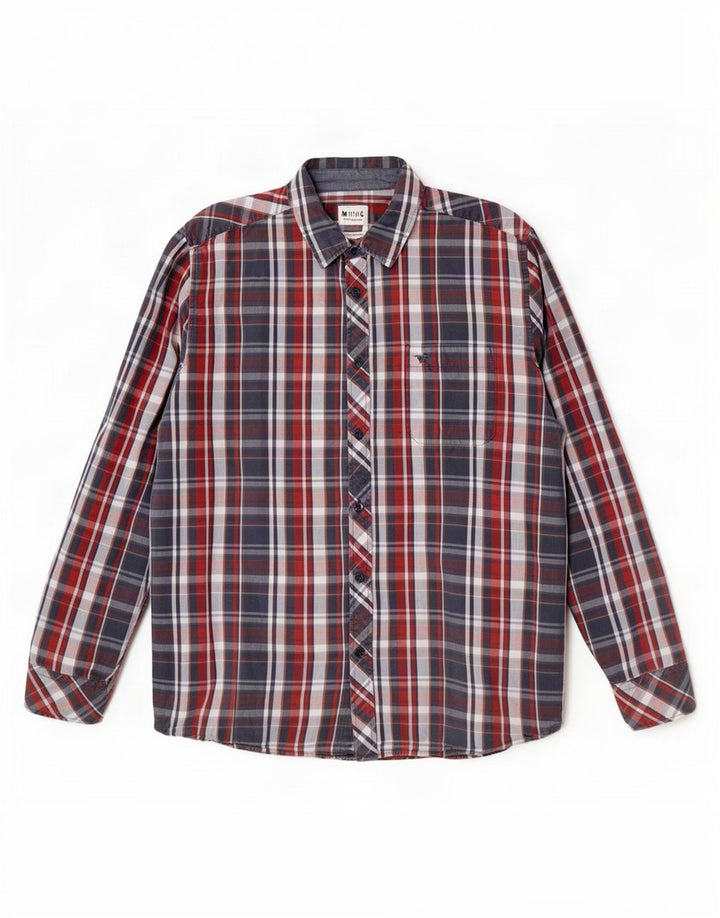 Camisa masculina Mustang Regular Fit grande algodão xadrez azul