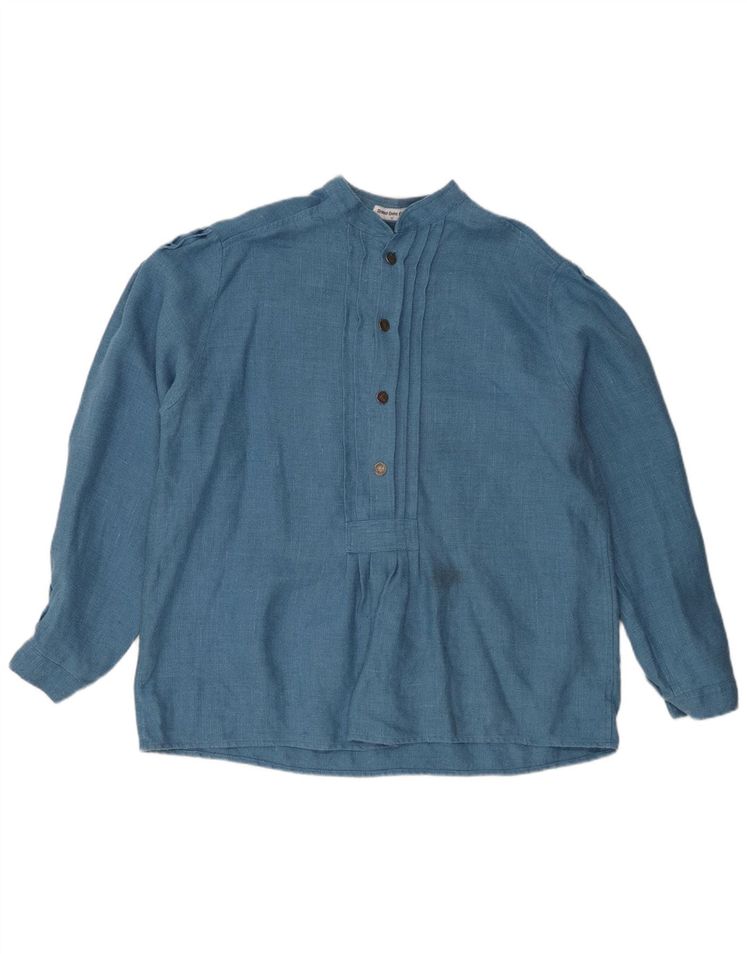 Blusa feminina vintage de manga comprida grande tamanho UE 42 linho azul grande